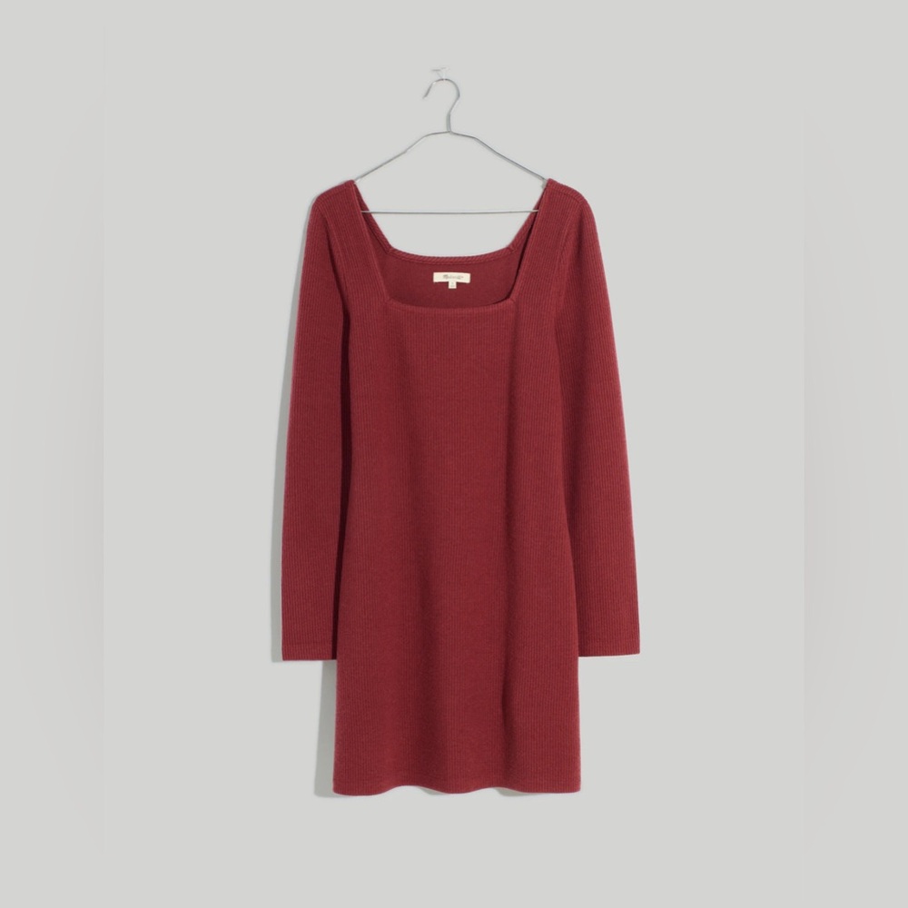Madewell NWT Ribbed Mini Dress Burgundy Long Sleeve Women’s Large Fall